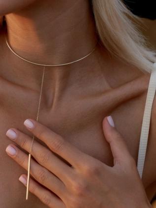 Подвеска Бангл простой с бруском на цепи в позолоте Youko 2