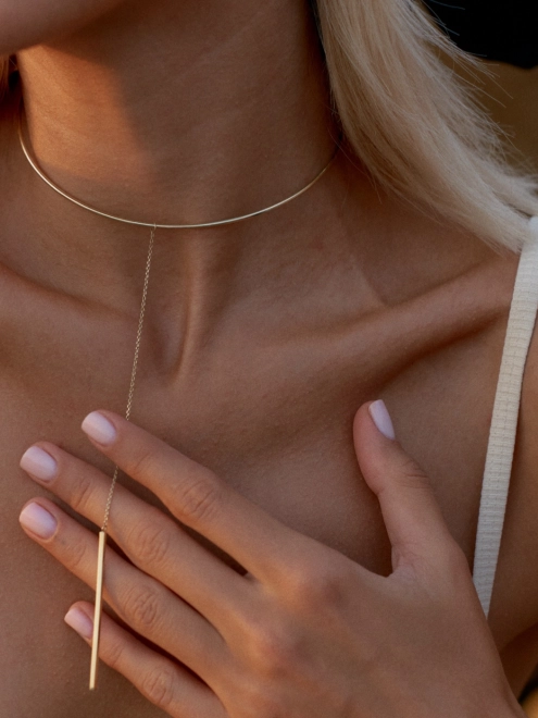 Підвіска Банг простий з бруском на ланцюгу в позолоті Youko