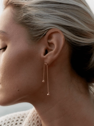 Серьги Маятник сердце с Зернышками на цепи в позолоте Youko 2