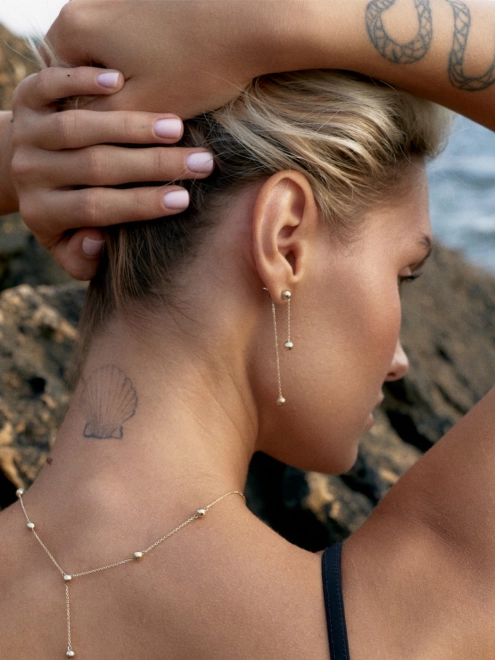 Серьги серебряные Шарики на цепочке Youko в позолоте