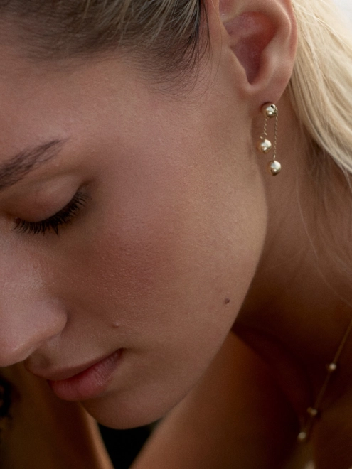 Сережки Маятник Шар 6 мм короткі в позолоті Youko