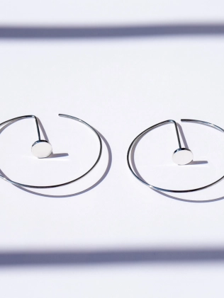 Сережки срібні Напівкільця 5 см З Монетою У Центрі Youko 2