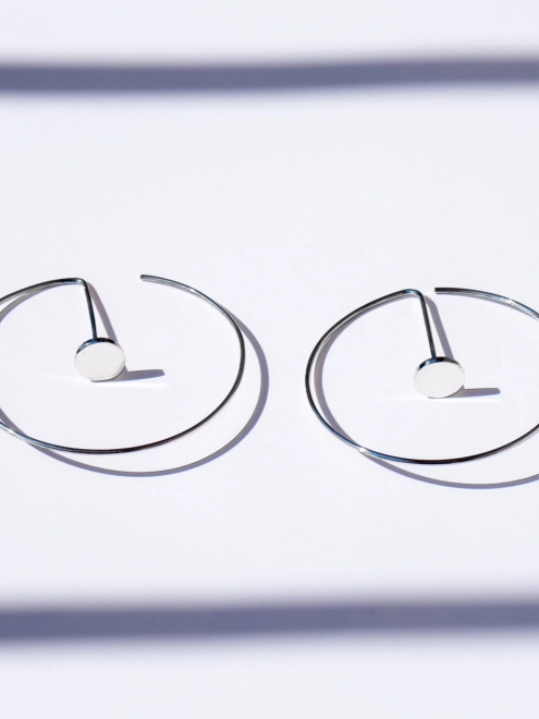 Серьги серебряные Полукольца 5 см С Монетой В Центре Youko - купить в интернет-магазине Youko (Юко) – цена в Украине, отзывы, ф