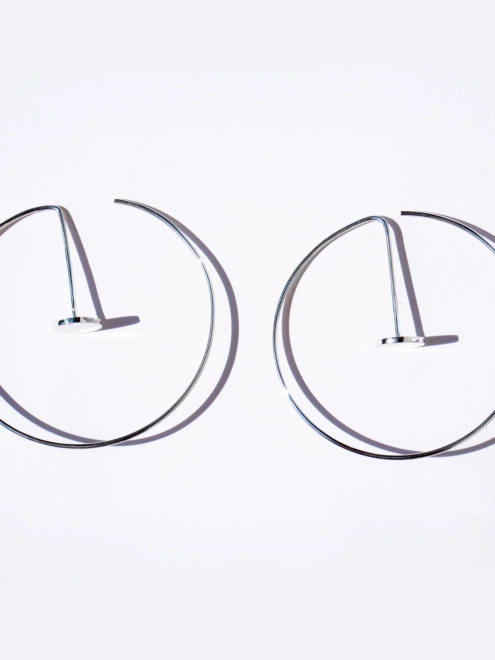 Сережки срібні Напівкільця 5 см З Монетою У Центрі Youko - купити в інтернет-магазині Youko (Юко) – ціна в Україні, відгуки, фот