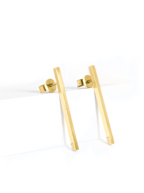 Серьги Бруски Гладкие 3 см в позолоте Youko