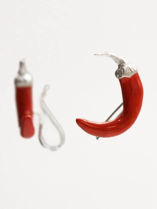 Серьги Каффа Перчик красная эмаль Youko 2