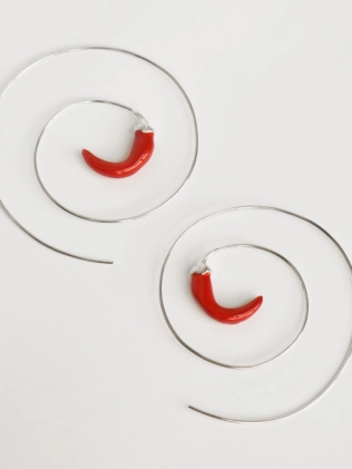 Серьги Перчик Спираль красная эмаль Youko 2