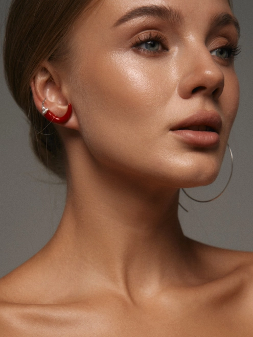 Серьги Каффа Перчик красная эмаль Youko
