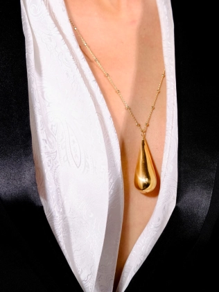 Подвеска Капля Вертикальная желтая позолота Youko 2