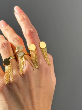 Каблучка дві Монети з Ланцюгами жовта позолота Youko 2