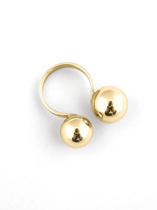 Каблучка срібна Дві Сфери 12 і 10 мм в позолоті Youko 2