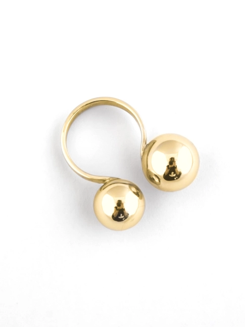 Каблучка срібна Дві Сфери 12 і 10 мм в позолоті Youko