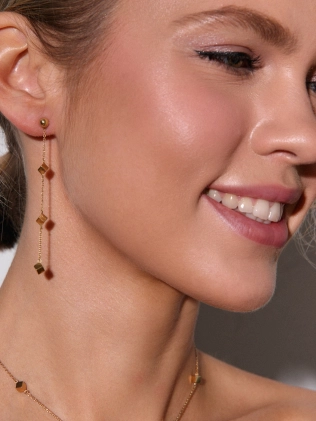 Сережки Зернятко з Кубиками на ланцюгу в позолоті Youko 2