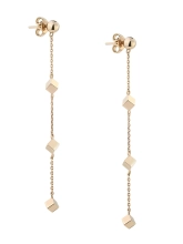 Серьги Зернышко с Кубиками на цепи в позолоте Youko