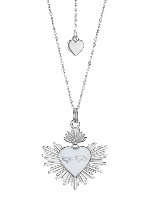 Підвіска срібна Заграва Серце Емаль Біла Youko - купити в інтернет-магазині Youko – ціна в Україні, відгуки, фото