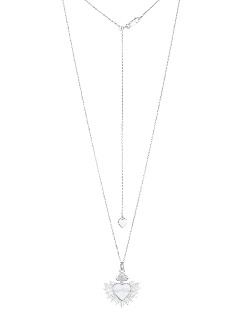 Подвеска серебряная Зарево Сердце Эмаль Белая Youko - купить в интернет-магазине Youko – цена в Украине, отзывы, фото