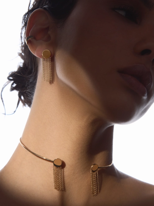 Сережки Монети з Ланцюгом 10 мм в позолоті Youko