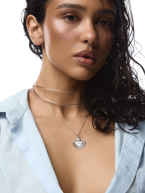 Подвеска серебряная Зарево Сердце Эмаль Белая Youko - купить в интернет-магазине Youko – цена в Украине, отзывы, фото