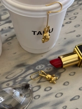 Сережки Зайчик на ланцюгу жовта позолота Youko