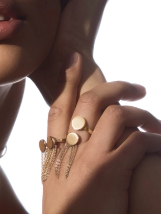 Каблучка Монета з Ланцюгами жовта позолота Youko 2