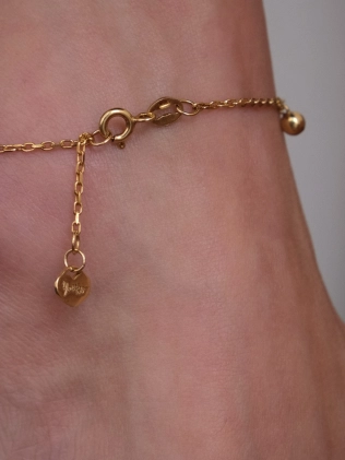 Браслет серебряный на ногу (анклет) Зернышки 5+1 Youko в позолоте 2