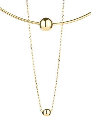 Подвеска Бангл Две Сферы на цепи желтая позолота Youko 2