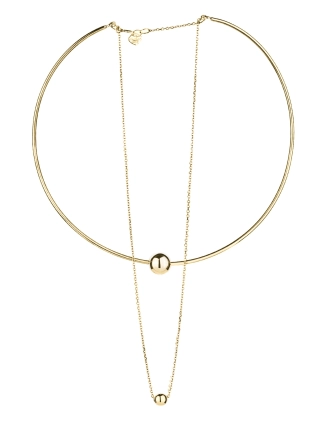 Підвіска Бангл Дві Сфери на ланцюгу жовта позолота Youko 2