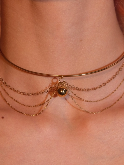 Подвеска Бангл со сферой и цепями Восток желтая позолота Youko