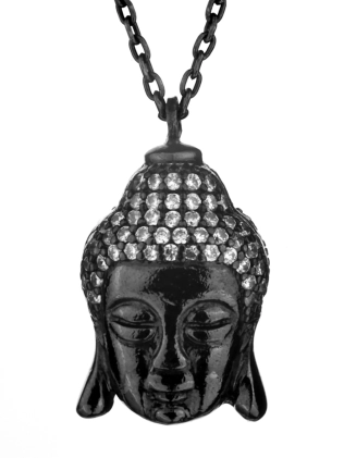 Подвеска Талисман Голова Будды с цирконами черный родий Youko 2