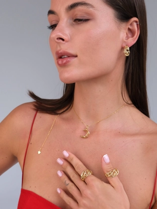 Подвеска Luna геометрия желтая позолота Youko 2