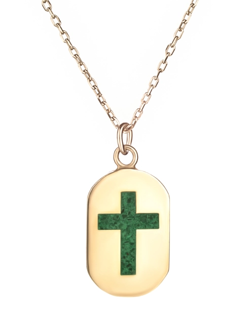 Підвіска Медальйон з Хрестом зелена емаль Youko
