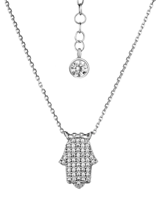 Підвіска Хамса Долонька Циркон білий чорний родій Youko 2