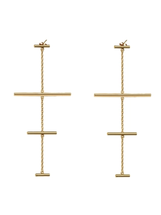 Сережки Сходи на Ланцюгу жовта позолота Youko 2