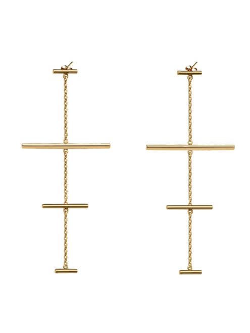 Сережки Сходи на Ланцюгу жовта позолота Youko