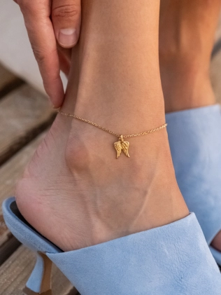 Браслет на ногу (анклет) Крила жовта позолота Youko 2