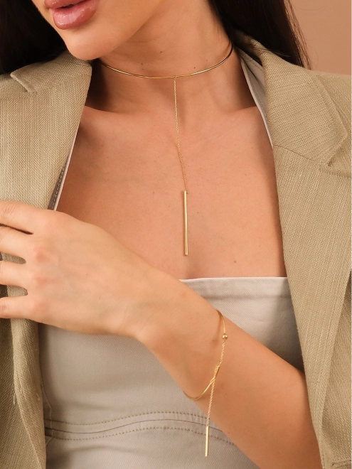 Браслет Бангл з бруском жовта позолота Youko