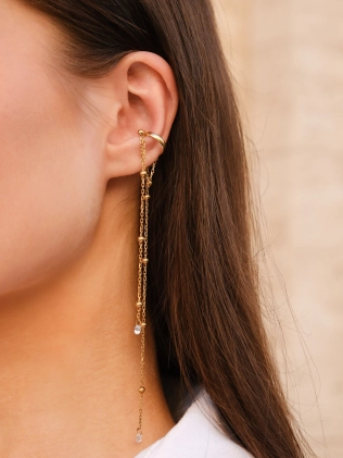 Серьги Каффа Цепь Шарики с цирконом Youko 2