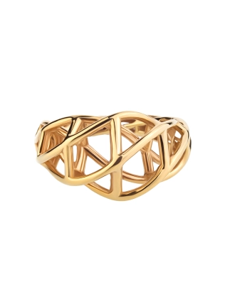 Кольцо Luna широкое плетеное желтая позолота Youko 2