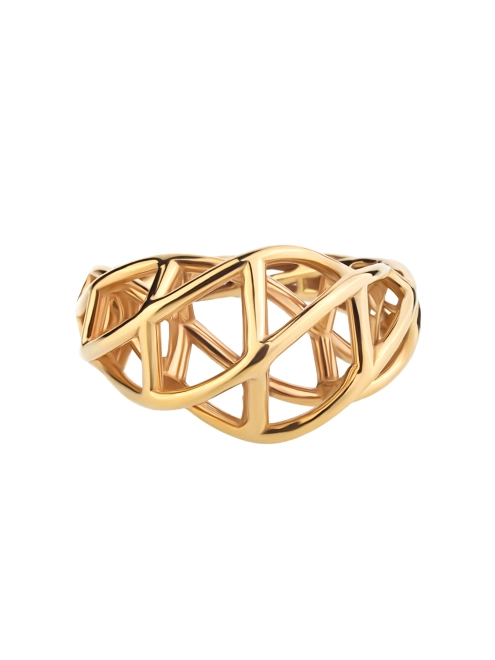 Кольцо Luna широкое плетеное желтая позолота Youko