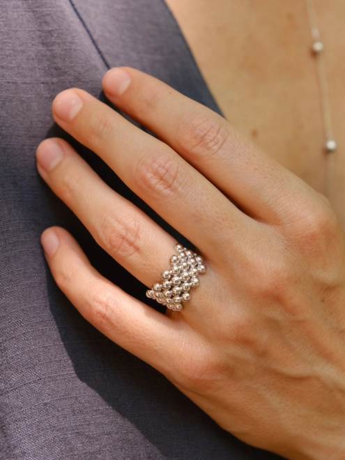 Кольцо с зернышками широкое Youko