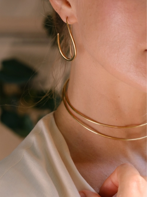 Серьги Волна желтая позолота Youko