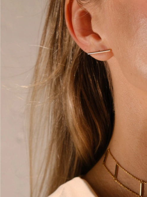 Моно Серьга Лестница на Цепи желтая позолота Youko