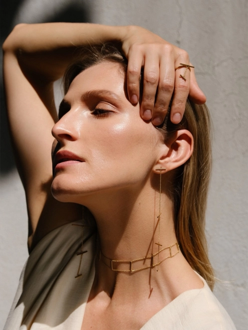 Подвеска Чокер Лестница желтая позолота Youko