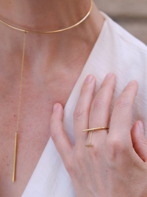 Підвіска Банг простий з бруском на ланцюгу в позолоті Youko