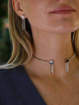 Набор 8 Бангл Монеты с цепями в серебре Youko 2