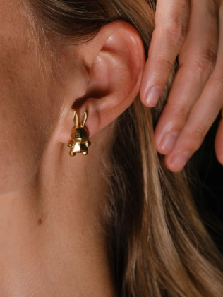 Сережки Зайчик пусети жовта позолота Youko 2