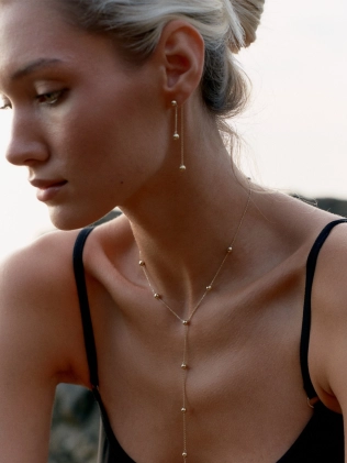 Сережки срібні Кульки на ланцюжку Youko в позолоті 2