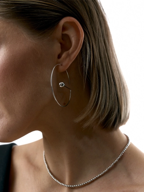 Сережки Напівкільця зі cферою в центрі 8мм Youko