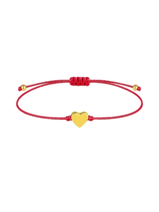 Браслет Серце з Червоною ниткою жовтая позолота Youko