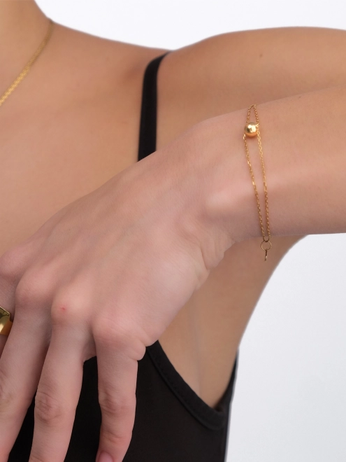 Браслет Маятник Шар 6мм желтая позолота Youko